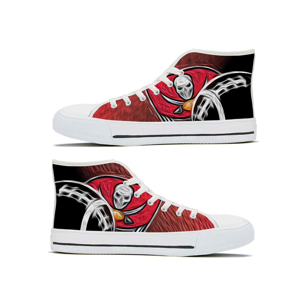 Men's Tampa Bay Buccaneers High Top Canvas Sneakers 001 Men's Tampa Bay Buccaneers High Top Canvas Sneakers 001